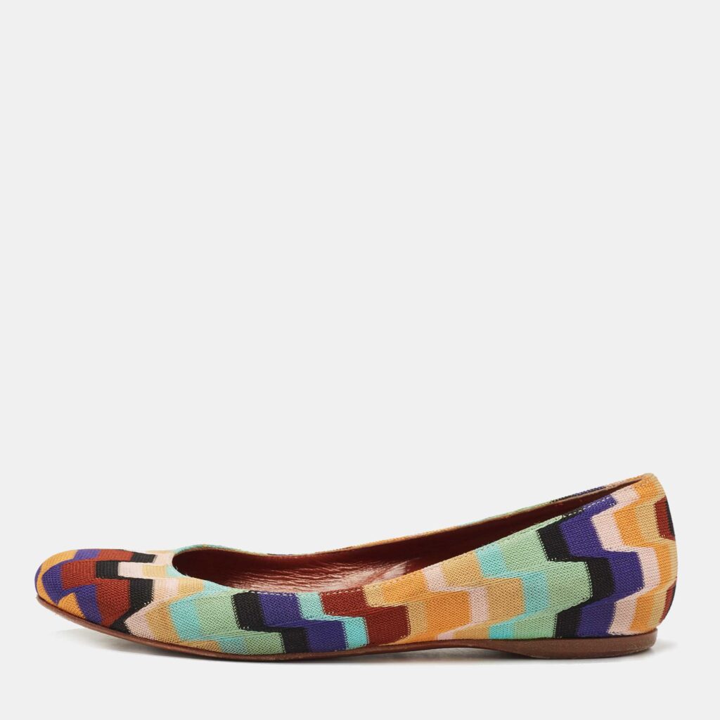 luxury-women-missoni-used-shoes-p791818-003 Missoni Multicolor Knit Fabric Ballet Flats Size 36