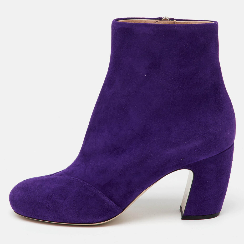 luxury-women-miu-miu-new-shoes-p1136963-010 Miu Miu Purple Suede Ankle Length Boots Size 37.5