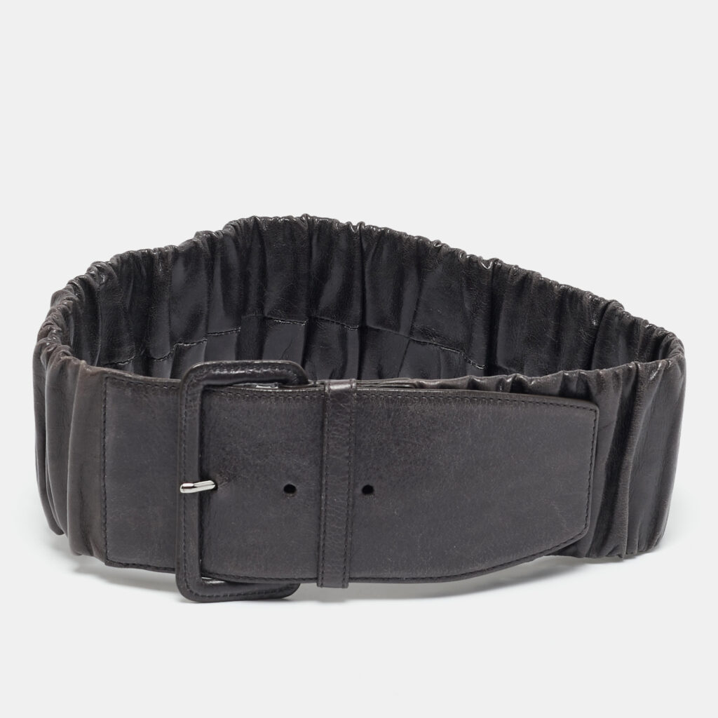 luxury-women-miu-miu-used-accessories-p1133858-005 Miu Miu Grey Pleated Leather Waist Belt 75CM