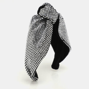 Miu Miu Black Crystal Embellished Velvet Rigid Headband