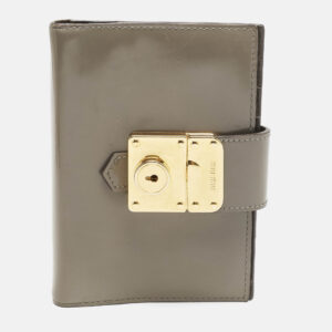 Miu Miu Grey Brushed Leather Agenda Cover