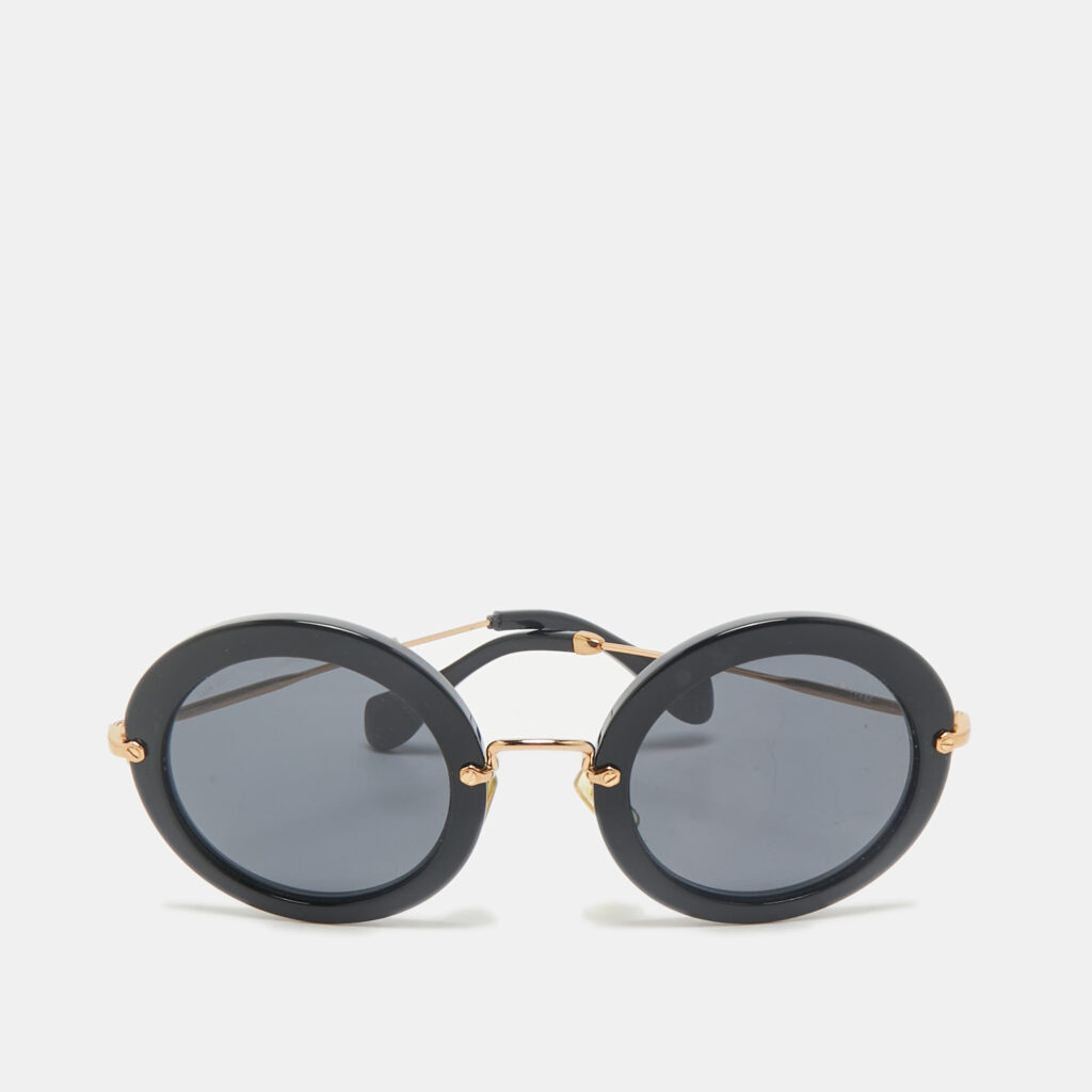 luxury-women-miu-miu-used-accessories-p1161741-001 Miu Miu Black SMU13N Frame Round Sunglasses