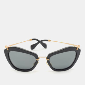 Miu Miu Black/Gold SMU 10N Cat Eye Sunglasses
