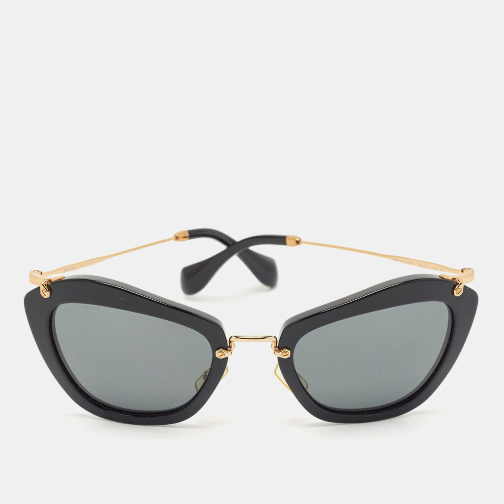 luxury-women-miu-miu-used-accessories-p1165815-004 Miu Miu Black/Gold SMU 10N Cat Eye Sunglasses