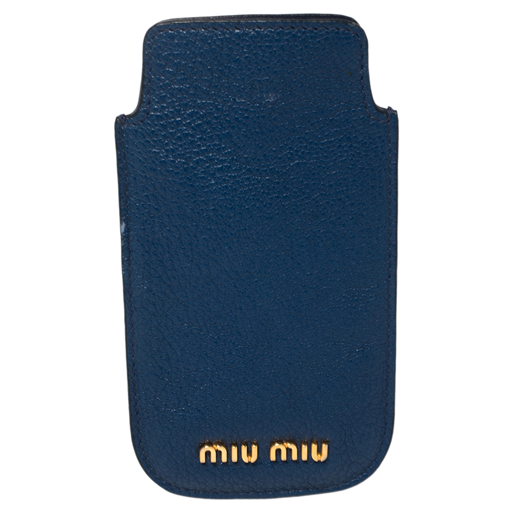 luxury-women-miu-miu-used-accessories-p464911-001 Miu Miu Blue Leather Phone Case