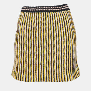 Miu Miu Yellow/Blue Stripe Crochet Mini Skirt S