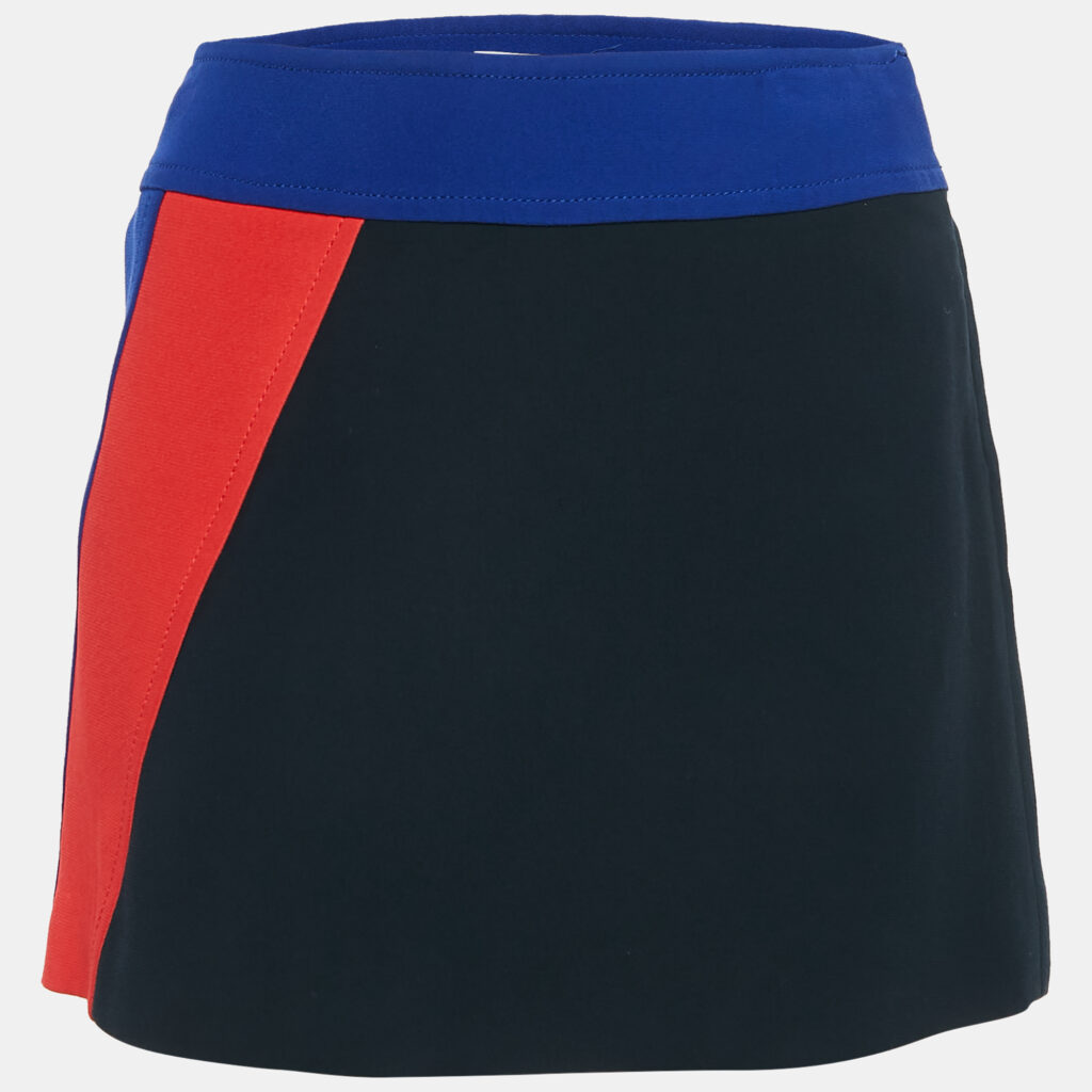 luxury-women-miu-miu-used-clothes-p1104988-005 Miu Miu Blue Colorblocked Crepe Mini Skirt S