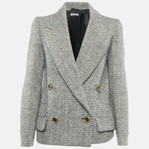 Miu Miu Black Wool Tweed Double Breasted Jacket S