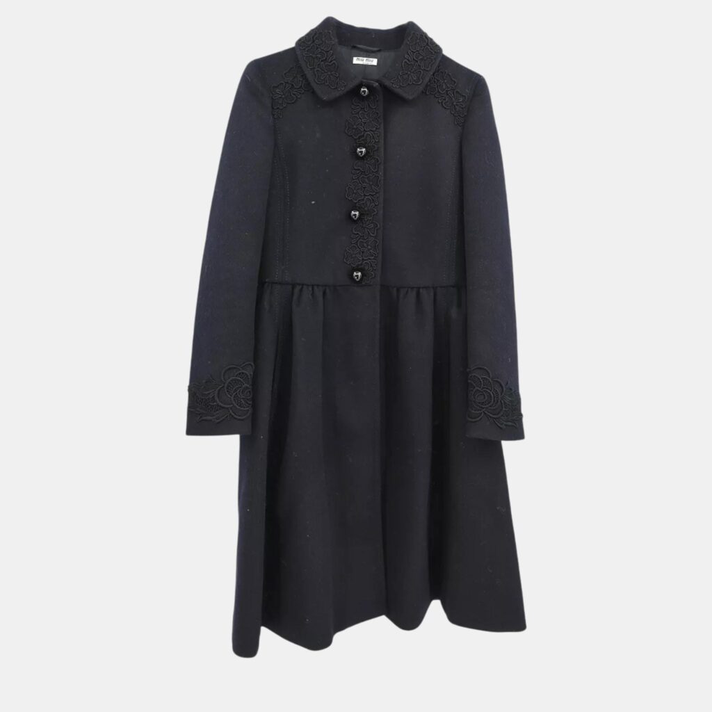 luxury-women-miu-miu-used-clothes-p1132609-002 Miu Miu Black Wool Coat Woman Size 36