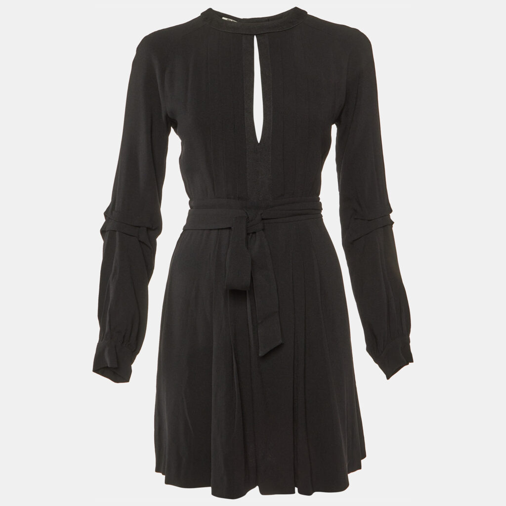 Miu Miu Black Crepe Mini Wrap Dress M