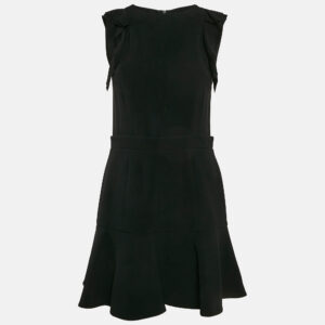 Miu Miu Black Crepe Ruffled Mini Dress M