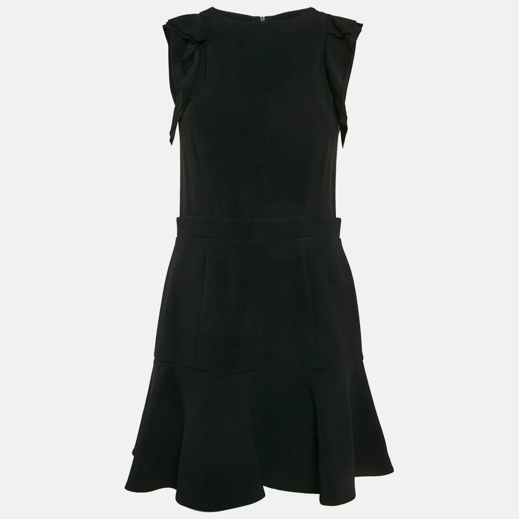 luxury-women-miu-miu-used-clothes-p1133437-001 Miu Miu Black Crepe Ruffled Mini Dress M
