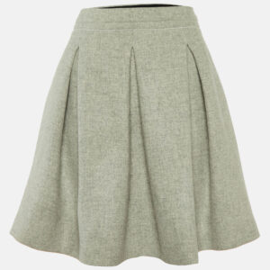 Miu Miu Grey Wool Pleated Mini Skirt L