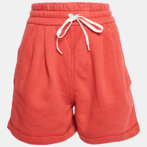 Miu Miu Red Logo Embroidered Cotton Knit Shorts S