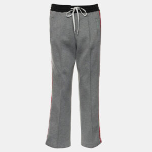 Miu Miu Grey Cotton Jogger Pants with Logo Detail Size XL