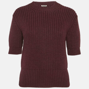 miu miu burgundy rib knit crewneck sweater s