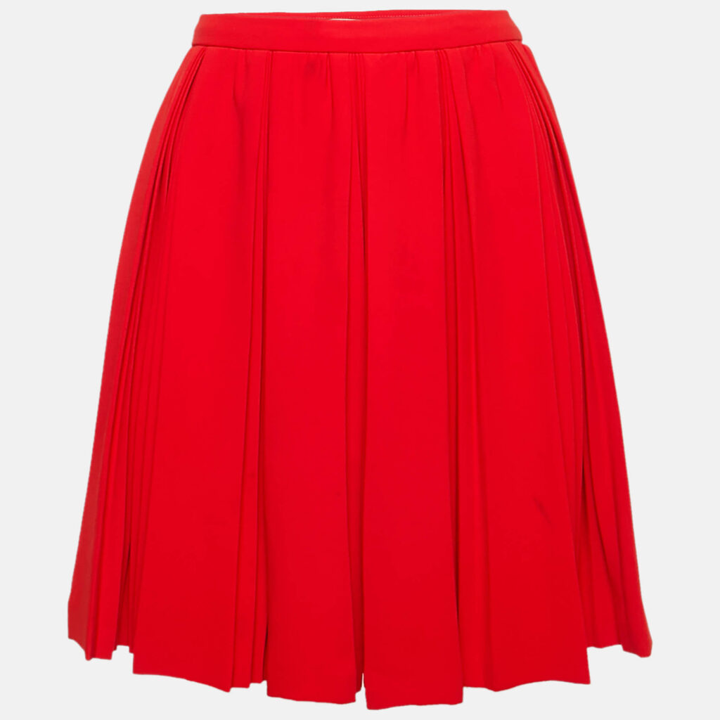 luxury-women-miu-miu-used-clothes-p1154202-001 Miu Miu Red Crepe Pleated Mini Skirt M
