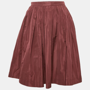 Miu Miu Burgundy Synthetic Pleated Mini Skirt S