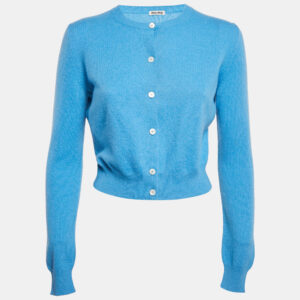 Miu Miu Blue Cashmere Knit Cardigan S