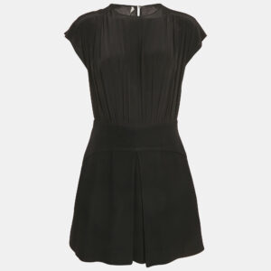 Miu Miu Black Crepe and Wool Gathered Mini Dress M