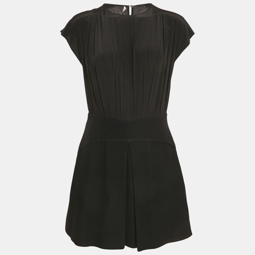 luxury-women-miu-miu-used-clothes-p1154285-007 Miu Miu Black Crepe and Wool Gathered Mini Dress M