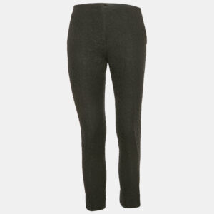 Miu Miu Black Textured Jacquard Slim Fit Trousers M