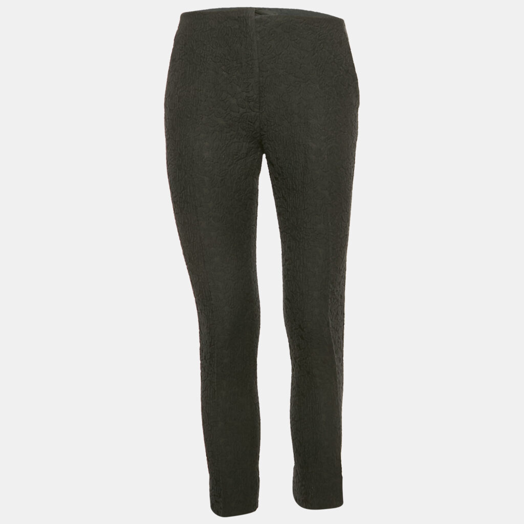 luxury-women-miu-miu-used-clothes-p1154606-003 Miu Miu Black Textured Jacquard Slim Fit Trousers M