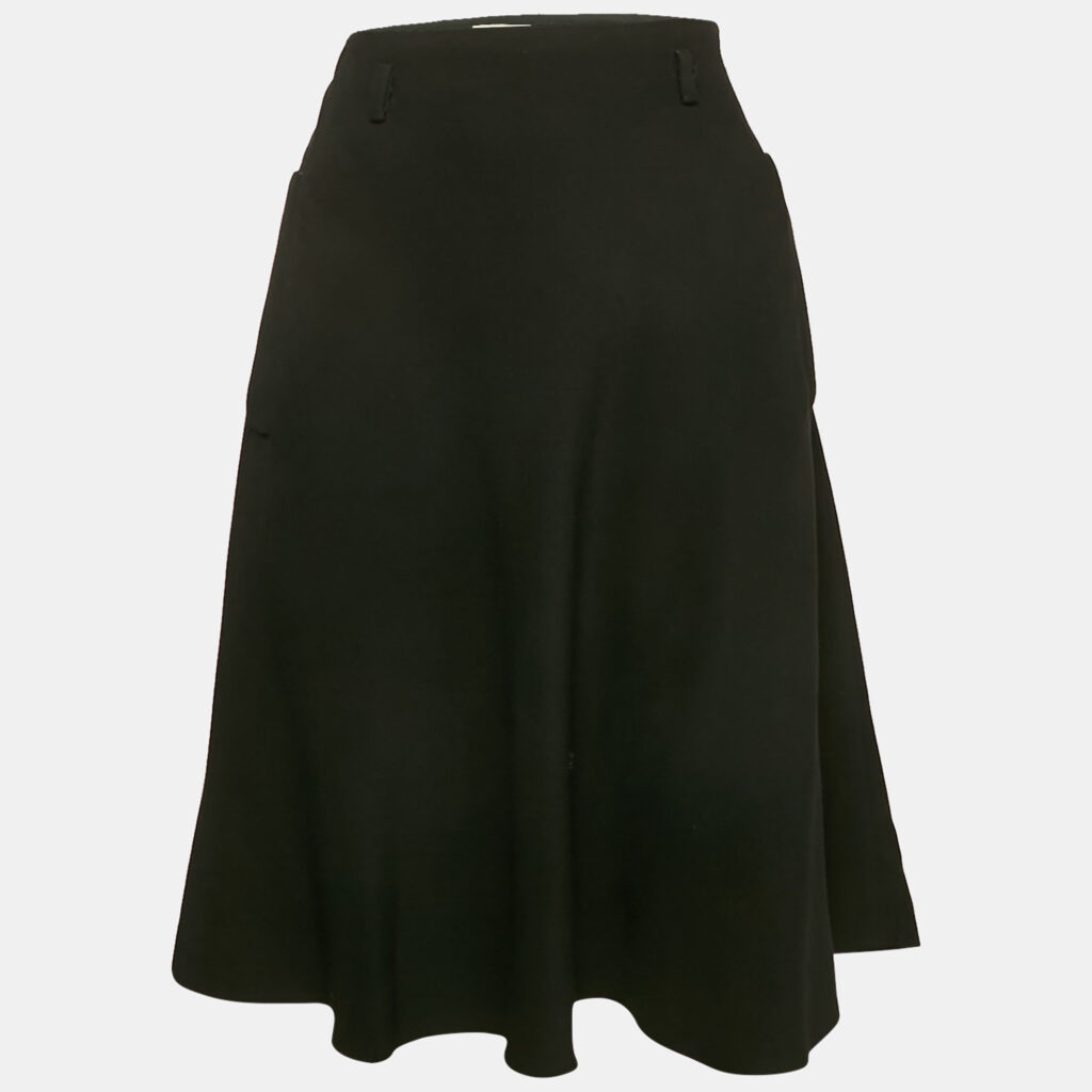 Miu Miu Black Crepe Flared Knee Length Skirt S