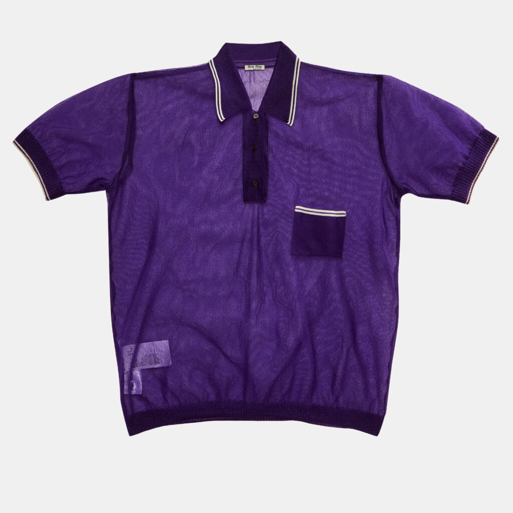 luxury-women-miu-miu-used-clothes-p1166974-007 Miu Miu Purple Mesh Sheer Polo T-Shirt L