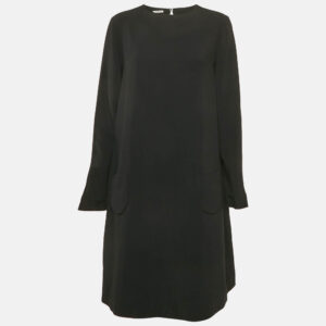 Miu Miu Black Crepe Long Sleeve Short Dress M