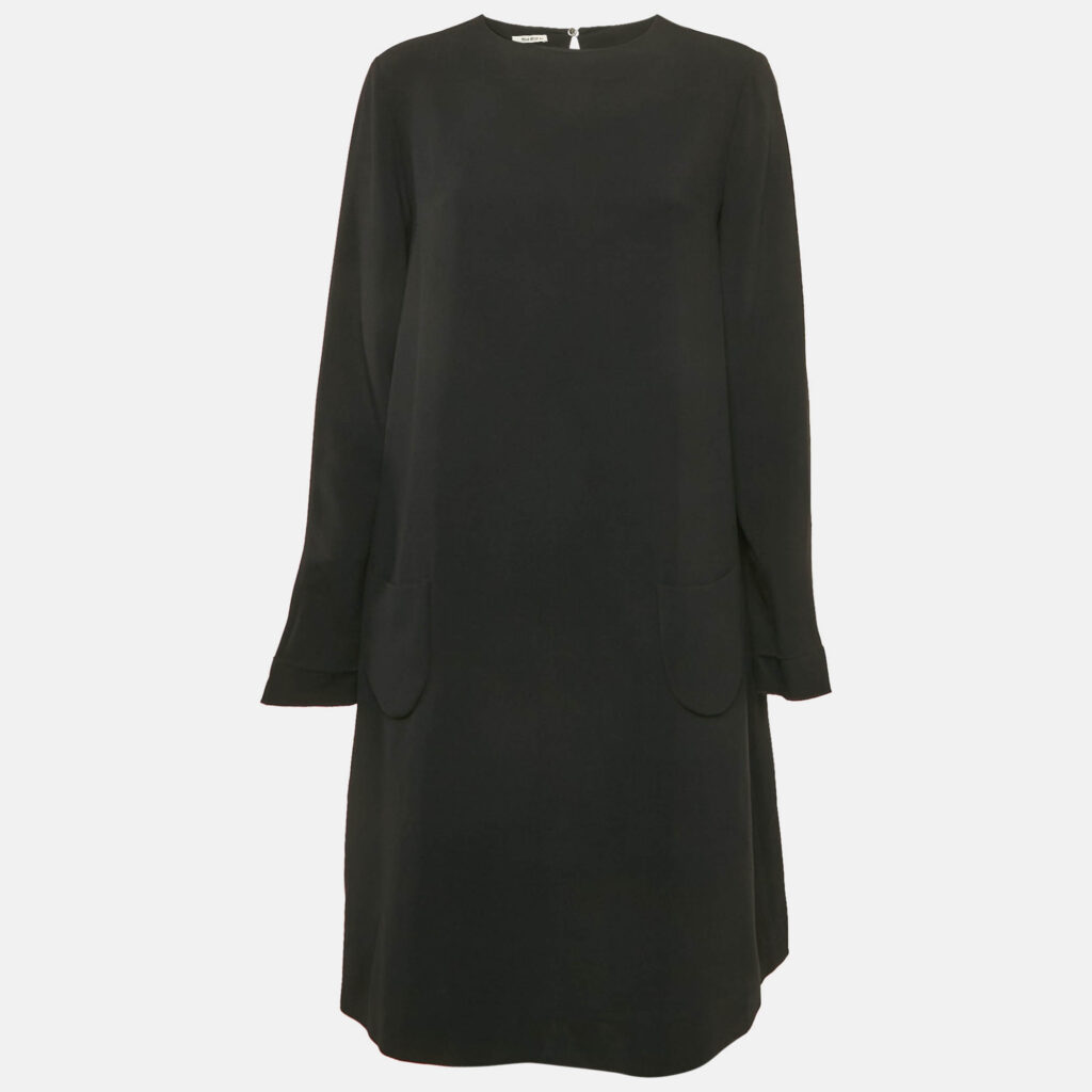 luxury-women-miu-miu-used-clothes-p1169383-001 Miu Miu Black Crepe Long Sleeve Short Dress M