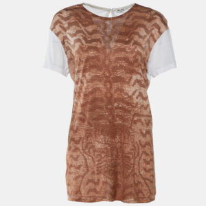 Miu Miu Brown Animal Printed Modal Knit Top M