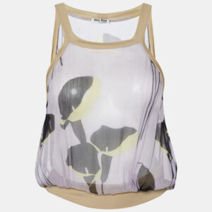 Miu Miu Purple Printed Silk & Knit Top M