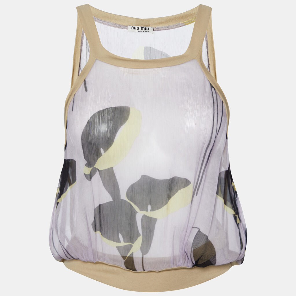 luxury-women-miu-miu-used-clothes-p853996-001 Miu Miu Purple Printed Silk & Knit Top M
