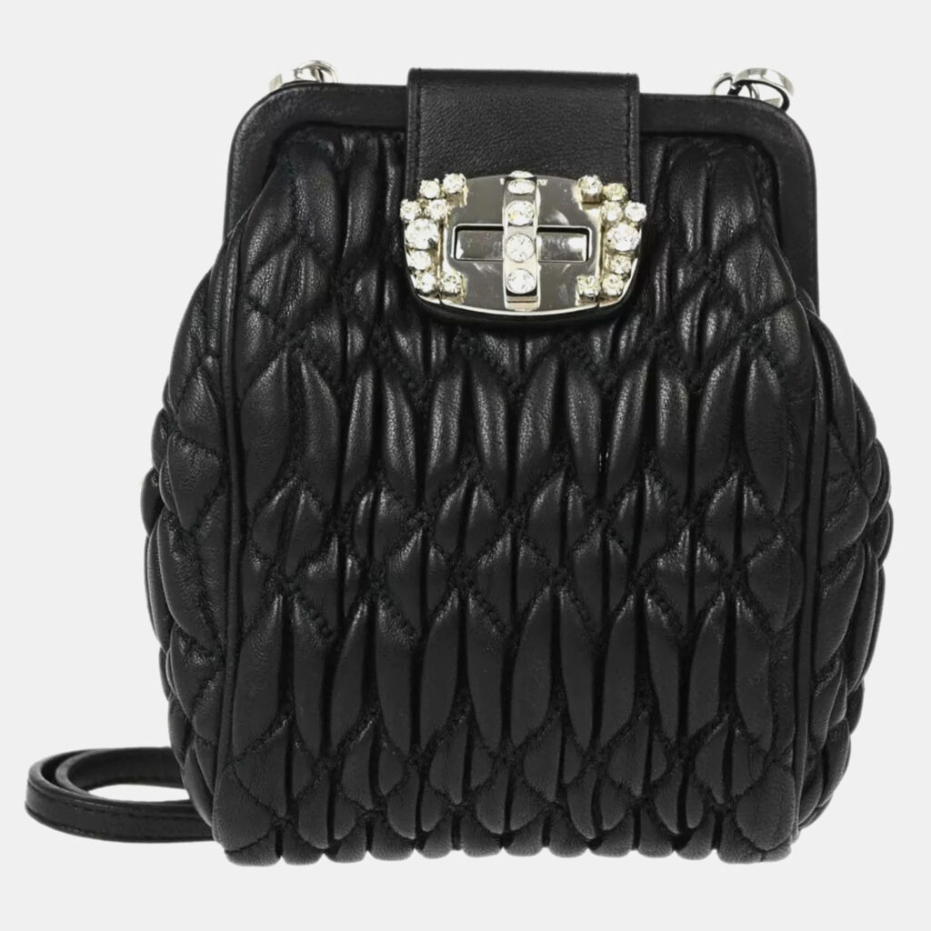 luxury-women-miu-miu-used-handbags-p1104852-001 Miu Miu Black Leather Shoulder Bag