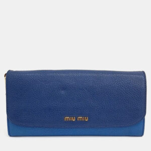 Miu Miu Blue Leather Madras Mini Crossbody Bag