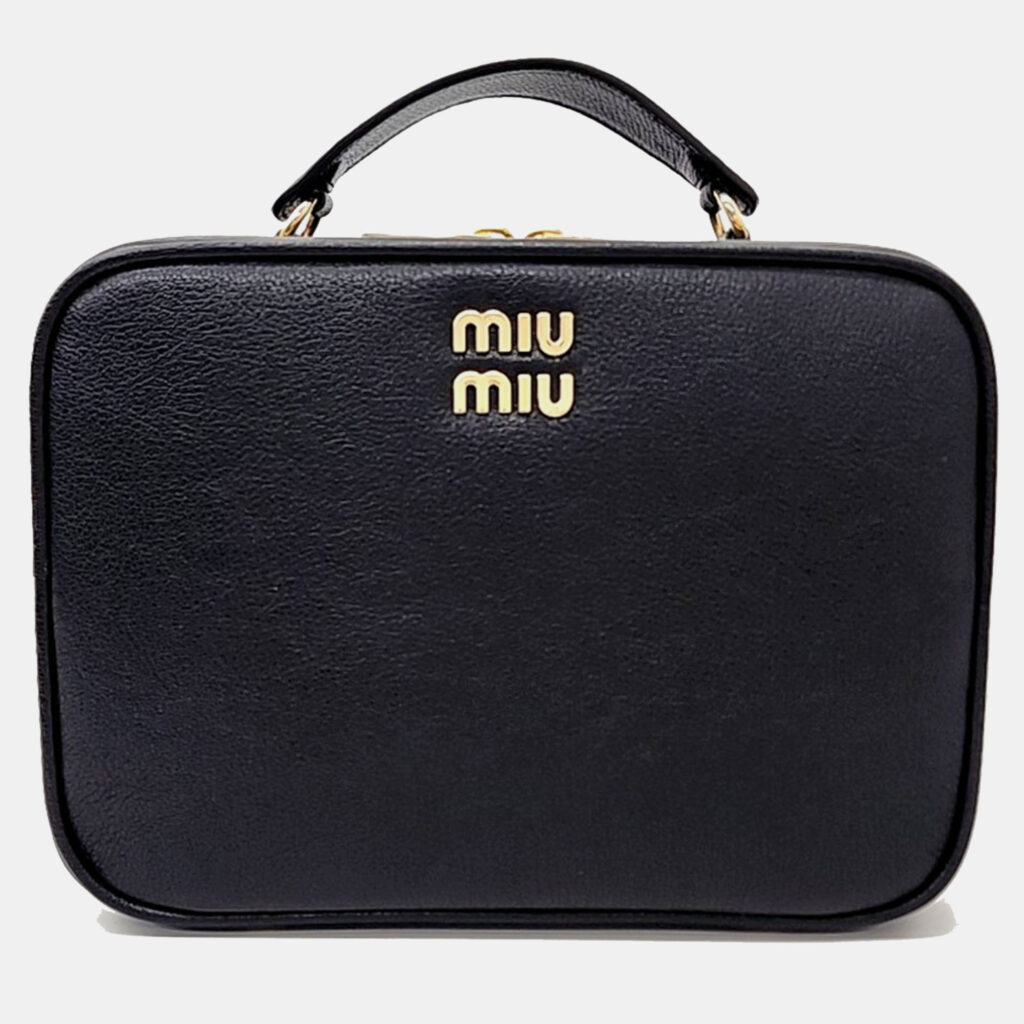 luxury-women-miu-miu-used-handbags-p1111902-007 Miu Miu Black Leather Top Handle Bag