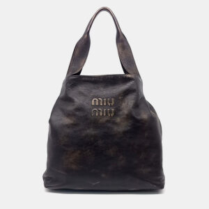 Miu Miu Dark Brown Leather Nappa Hobo Bag