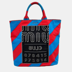 Miu Miu Blue Multicolor Red Fabric Miu Miu Blue/Red/Multicolor Fabric tote bag