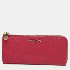 miu miu pink leather zip around wallet