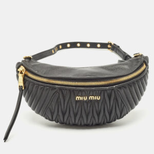 Miu Miu Black Matelass&eacute; Leather Belt Bag
