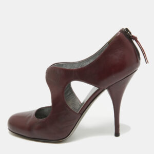 Miu Miu Plum Leather Cut Out Round Toe Pumps Size 37