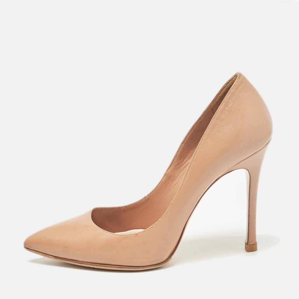 luxury-women-miu-miu-used-shoes-p1029379-003 Miu Miu Brown Leather Pointed Toe Pumps Size 37
