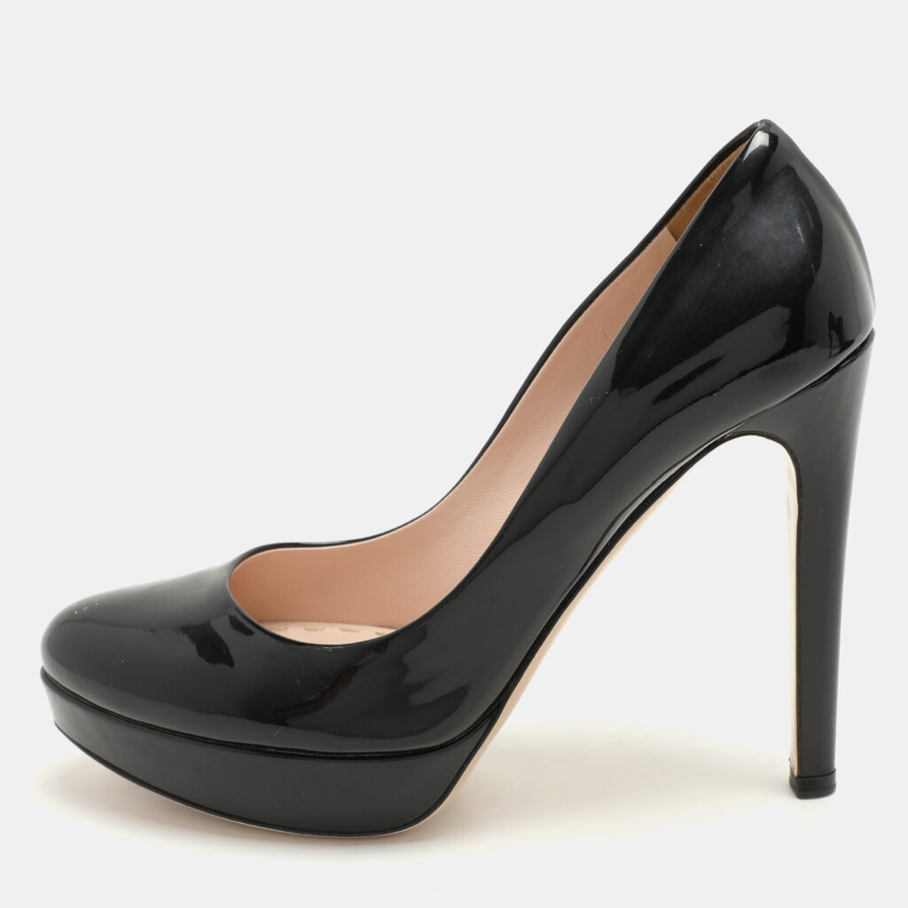 luxury-women-miu-miu-used-shoes-p1069382-009 Miu Miu Black Patent Leather Platform Pumps Size 40