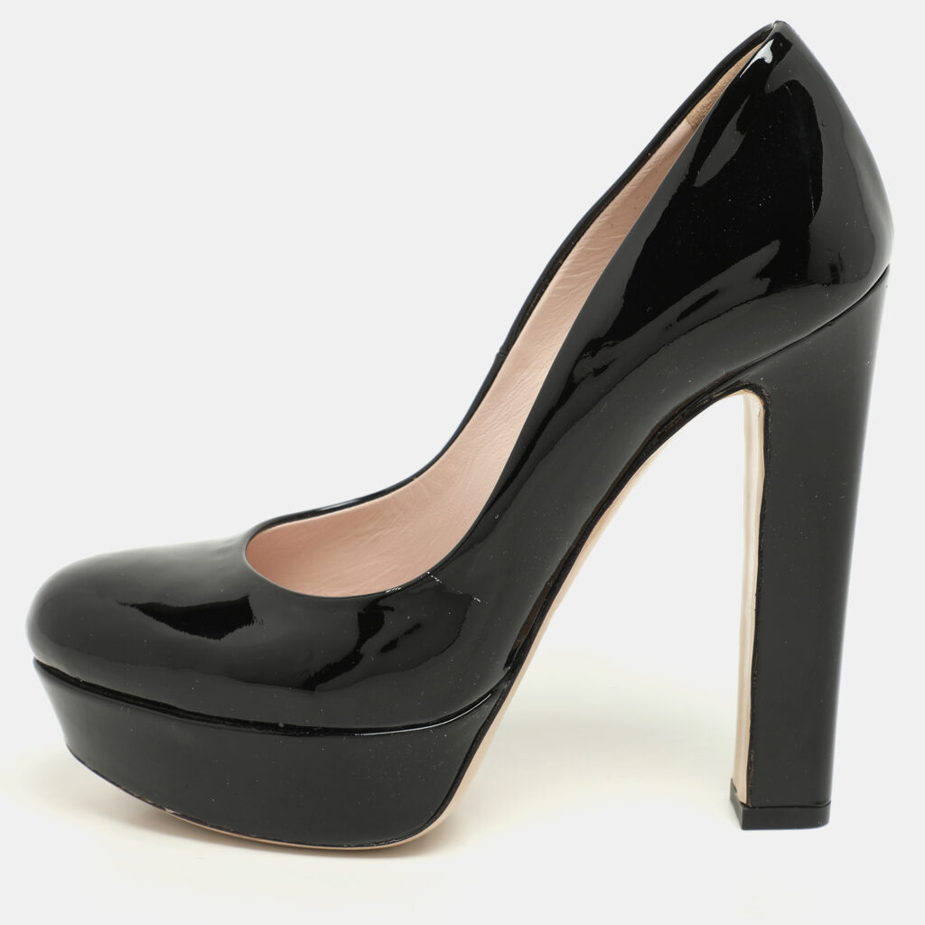 luxury-women-miu-miu-used-shoes-p1139882-010 Miu Miu Black Patent Leather Platform Pumps Size 35