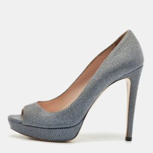 Miu Miu Grey Stingray Leather Platform Pumps Size 38