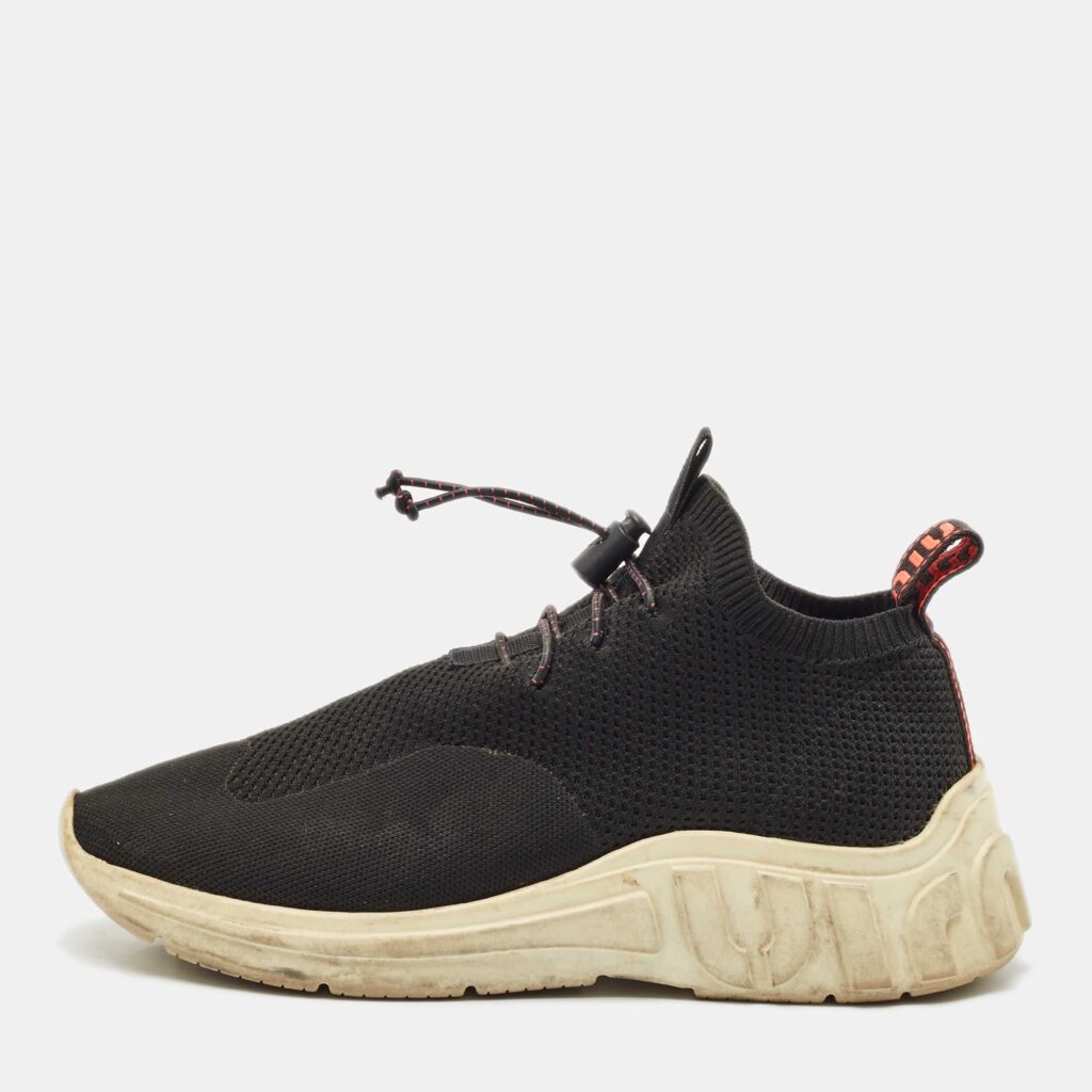 luxury-women-miu-miu-used-shoes-p1154653-003 Miu Miu Black Knit Fabric Low Top Sneakers Size 39