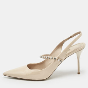 Dior Beige Patent Leather Baby-D Mary Jane Pumps Size 37