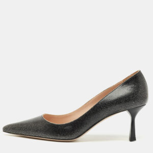 Miu Miu Black Crackled Leather Pointed Toe Pumps Size 35