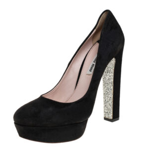 Miu Miu Black Suede Platform Pumps Size 38.5